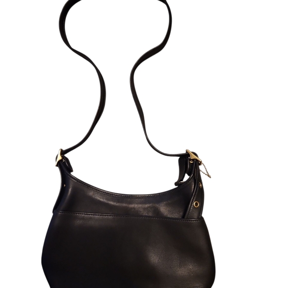 Coach Handbags - Coach Black Leather Shoulder Bag with Gold Accents